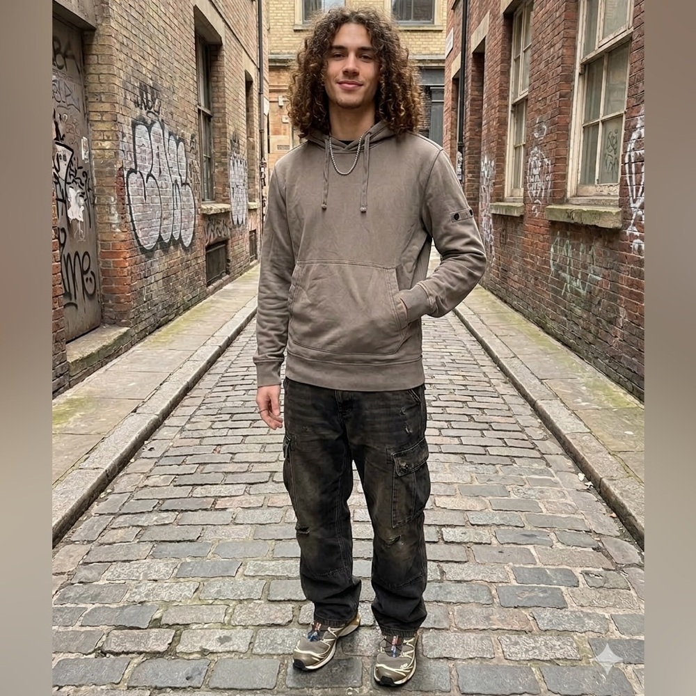 Stone Island Cotton Hoodie Sweatshirt Top Pullover Pockets Casual Green L Shirt